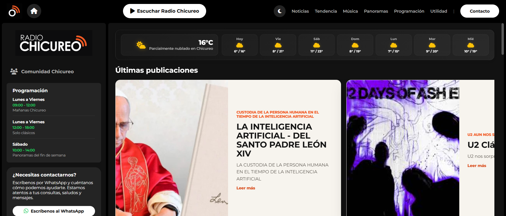 Radio Chicureo public homepage hero