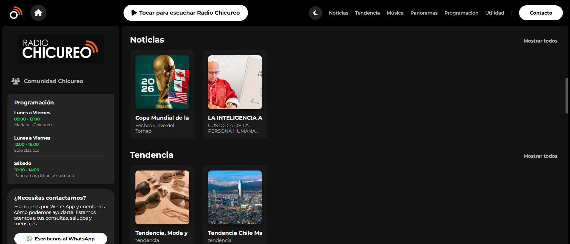 Radio Chicureo website content
