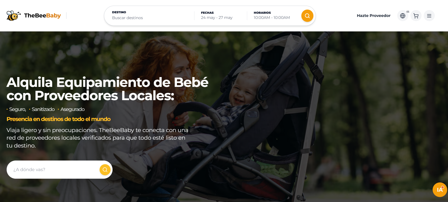 TheBeeBaby hero — family travel marketplace